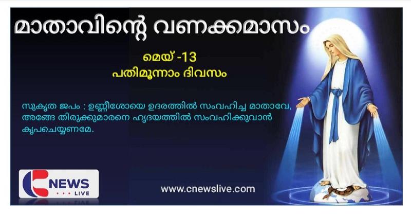 മാതാവിന്റെ വണക്കമാസ വിചിന്തനം പതിമൂന്നാം ദിവസം  